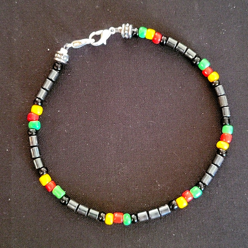 Handcrafted hematite Jamaican anklet/Men's bracelet